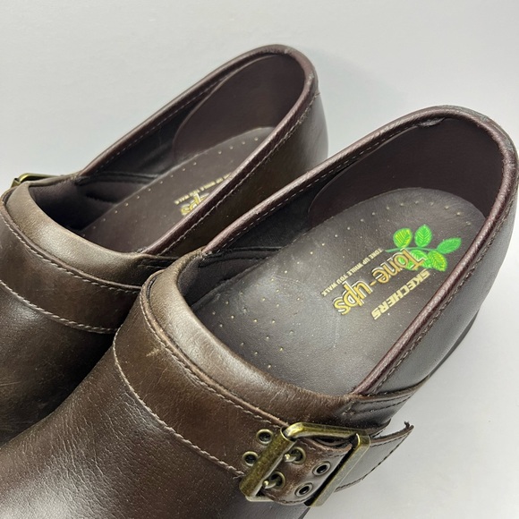 Skechers Women's Work: Tone-ups CLOGS Slip Resistant Leather Brown - Picture 2 of 5